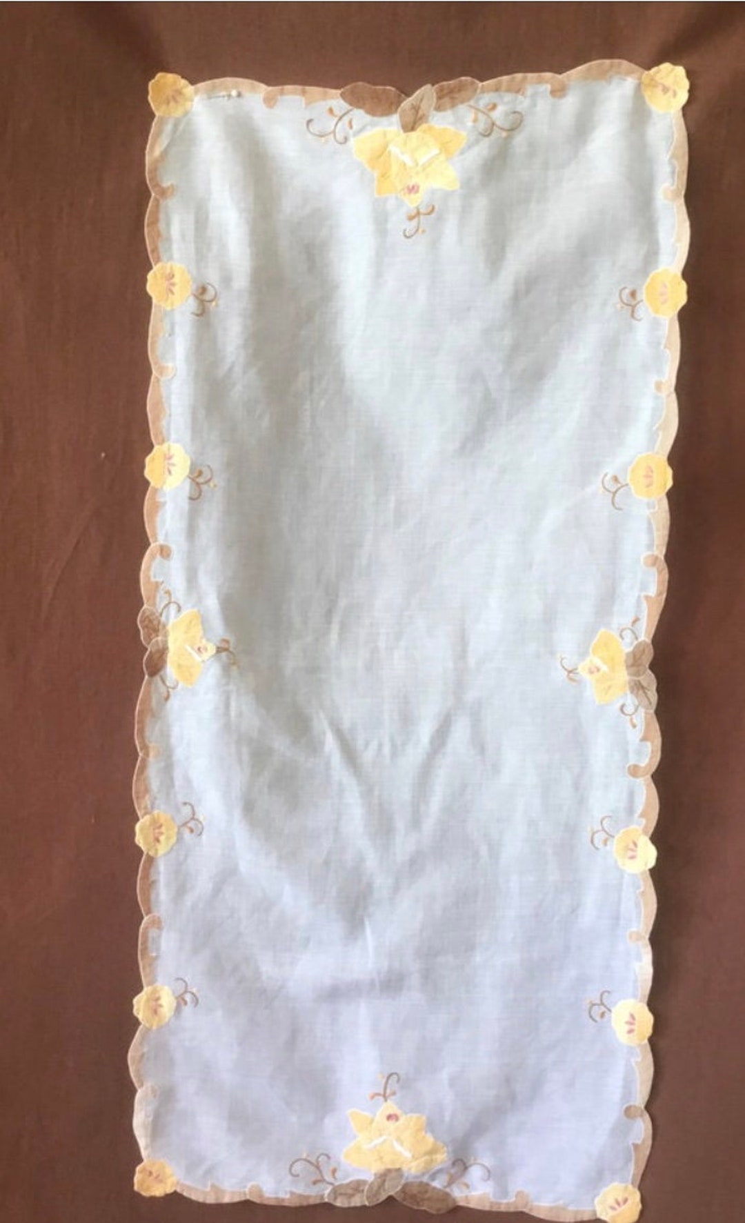 Table Runner Antique Handembroidered Batiste Table Runner in Boutis