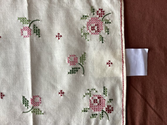 Napkin cover Antique hand-embroidered linen napki… - image 6