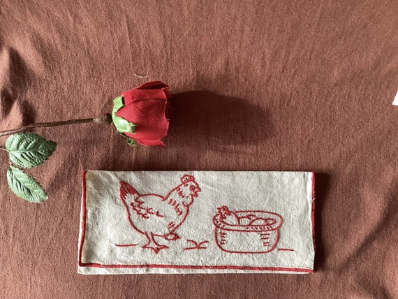 Napkin cover Antique hand embroidered napkin cove… - image 1