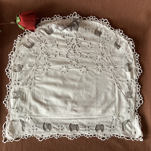 Pillowcase Antique hand-embroidered baby pillowcase made of batiste. French antique linen and lace