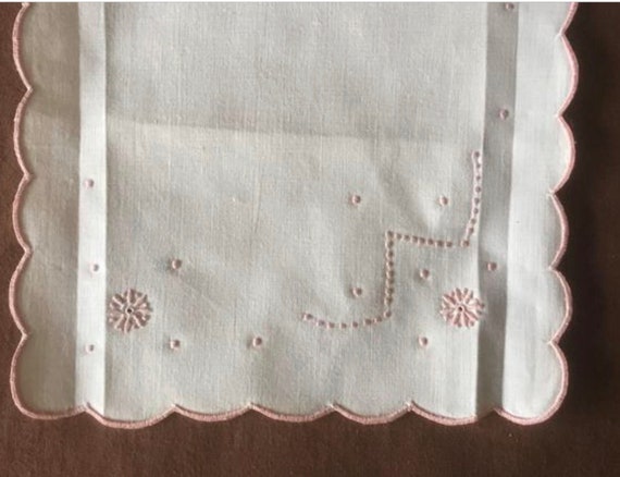 bib Antique hand-embroidered linen bib with stora… - image 5