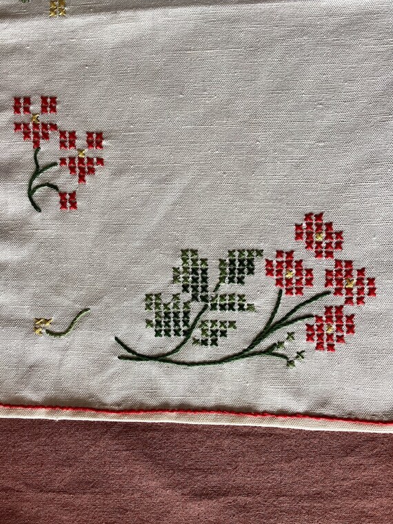 Napkin cover Antique hand-embroidered linen napki… - image 3