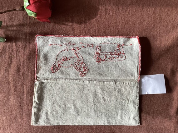 Napkin cover Antique hand embroidered napkin cove… - image 4