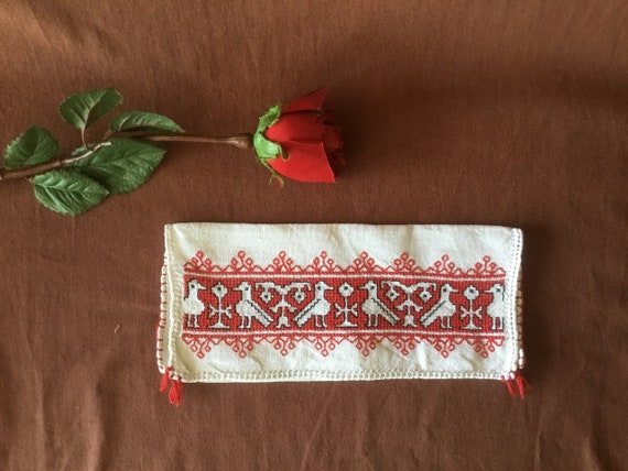 Napkin cover Antique hand embroidered linen napki… - image 1