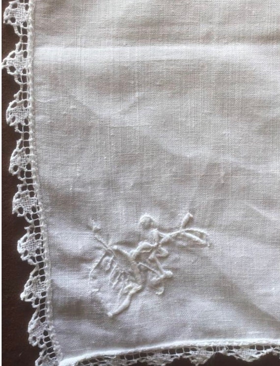 handkerchief Antique hand embroidered linen handk… - image 4