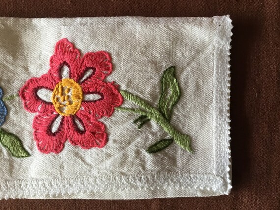 Napkin cover Antique hand embroidered linen napki… - image 5