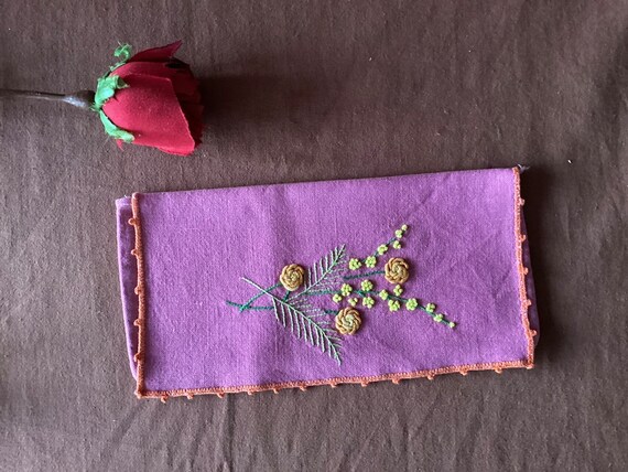 Napkin cover 3 Antique hand embroidered napkins i… - image 5