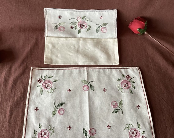 Napkin cover Antique hand-embroidered linen napki… - image 7