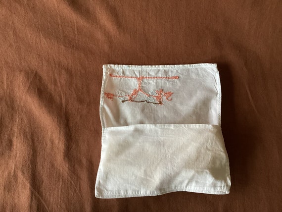 Napkin cover Antique hand embroidered napkin cove… - image 4