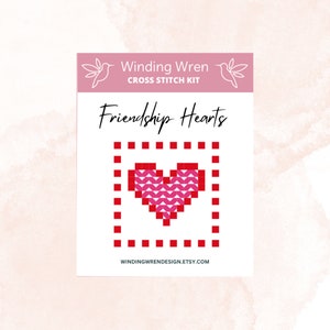 Mini Heart Cross Stitch Kit - Set of Two | Cross Stitch For Beginners | Virtual Hug | Friendship Gift | Letterbox Gift | Get Well Soon