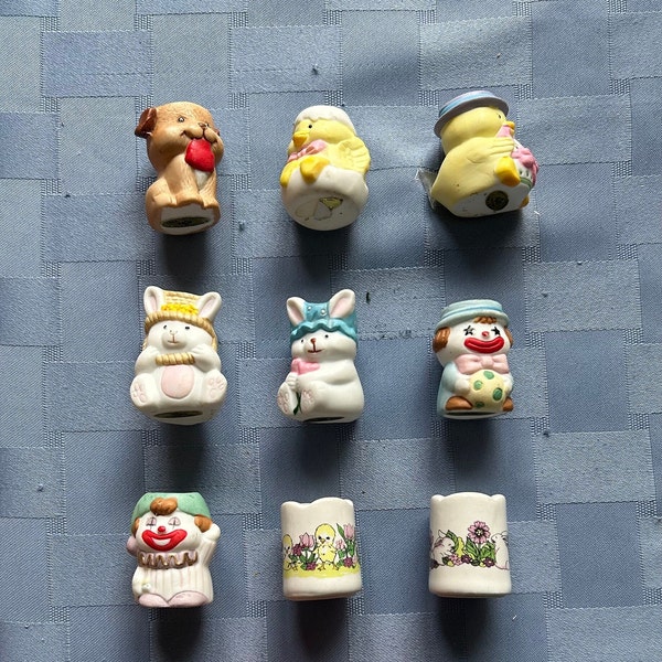 Mini Candle Holders-Vintage Holiday-Valentine-Easter-Clowns From Russ Berrie With Candles-Great For Shelves-Small Apartments-Mini Decoration