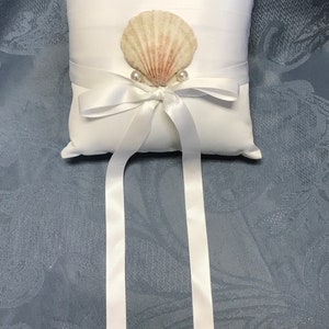 Beach Shell Ring Bearer Pillows-3-Styles-Shell Designed Pillows for Beach Themed or Destination Wedding-White & Ivory Nautical-Shell Pillows