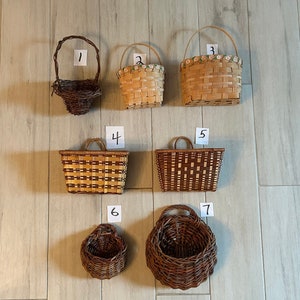 Small Wall Baskets-7 Styles-Flat Back Wicker & Grapevine Baskets-Great for Small Arrangements-Dried Flowers-Decorations-Catchall-New Vintage