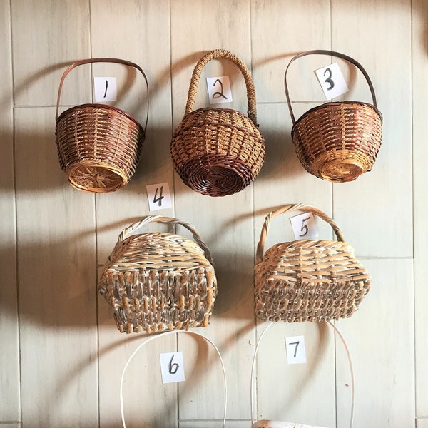 Wicker Flower Girl Baskets-7 Styles of Rustic Style Country Baskets-Great for Petal & Flower Baskets, Centerpieces, Plants, Trinkets-Vintage
