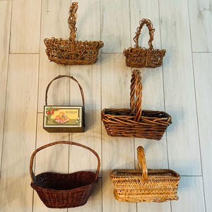 Wicker Rectangular Flower Girl Baskets-New Vintage Wicker Baskets Perfect for Gift Baskets, Centerpieces- Well Crafted Baskets with Handles