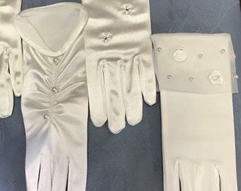 Short Formal Gloves-6 Styles - Great for Brides, FlowerGirls- Weddings, New Years-Proms,Events-Add a Touch of Elegance-Satin & Matte Satin