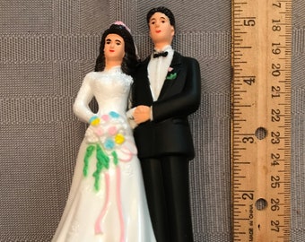 Plastic Bride & Groom Figures- 4 Styles- New Vintage from Mangelsens-Classic Pose Bride and Groom Cake Top Figurine- Pink Dressed Bridesmaid