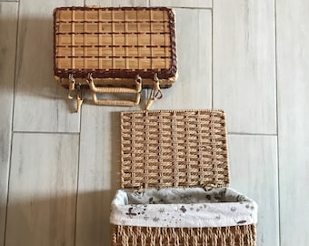 Vintage Wicker Suitcases-Picnic Baskets-3 Styles-Perfect Condition From the 90s-Great for Making Gift Baskets-Easter-Sturdy-2 Tone Varnished