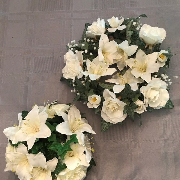 Silk Floral Candle Rings-2 Sizes-4 Styles-Perfect Centerpiece W/out Work-Rose-Lillies-Gardenias-13" & 10"- 6" and 3" Opening-New from Darice