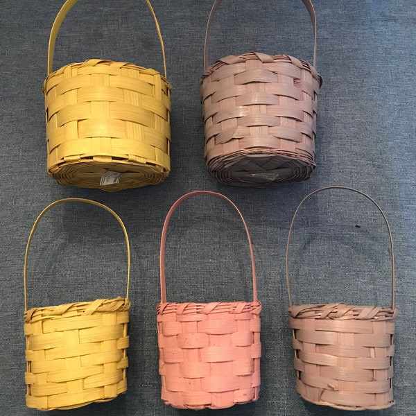 Small Pastel Baskets 2 Szes-Great for Small Gifts-Dolls-Lavender-Pink-Yellow Philippine Wicker Baskets-Small Easter Gifts,Kids Crafts,Treats