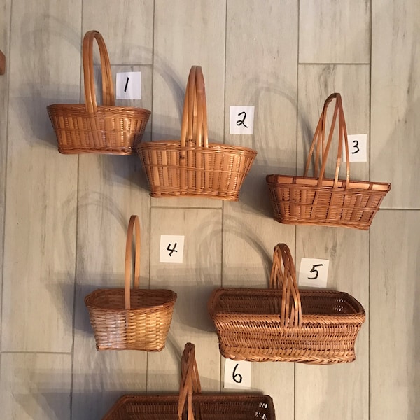 Wicker Flower Girl Baskets- Rectangular New Vintage Wicker Baskets Perfect for Gift Baskets, Centerpieces- Well Crafted Baskets with Handles