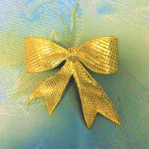 Gold Wired Bows-6-12 Pc-Large Nicely Crafted Basket Weave Pattern Plastic Gold Bows-Perfect Package Decoration-Trees-Gold & 50th Anniv Favor