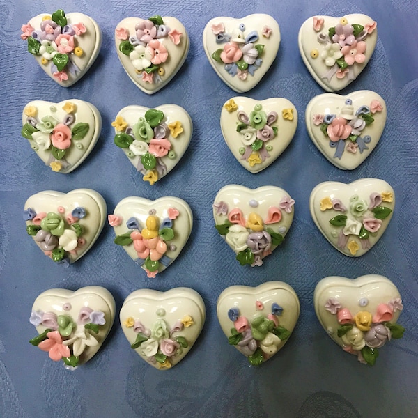 Retro Ceramic Favor Heart Boxes-Perfect Favors-80s-Price Co-Excellent Gift Shop Condition-Recreate Someones Wedding Favor-Cute Gift-Ring Box