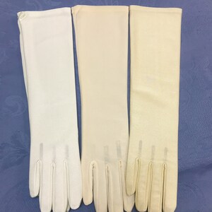 Long Ivory Satin Gloves-Shiny & Matte Satin Fingered Gloves 3 Lengths-Great for Weddings, Proms, Cotillions, Events-The Perfect Final Touch 4- Matte Satin 14"