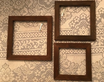 3 Sizes All Wood Vintage Frames from the 80's-Handmade by the Woodshaper, S.C.-Great for your Crafting Projects-Vintage Photos- No Glass