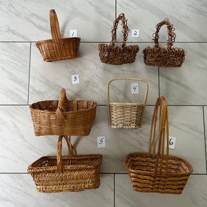 Rieten bloemenmeisjesmanden - Rechthoekige nieuwe vintage rieten manden, perfect voor geschenkmanden, tafeldecoraties - Goed gemaakte manden met handgrepen