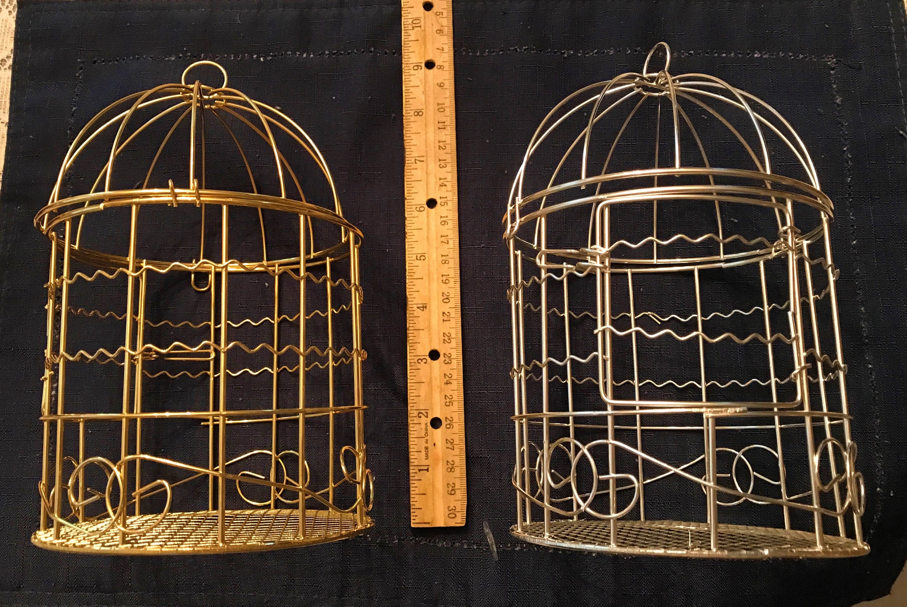Metal Birdcage-Gold & Silver-8" High-Great