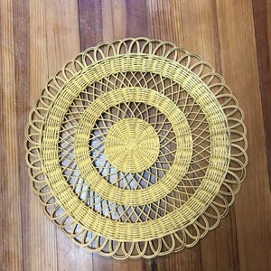 Rattan Wicker Wall Mat-Large New Vintage-10&quot;to 18&quot; Diameter-Perfect Condition-Never Used-Great for Wall Arrangement, Decoration,Centerpiece