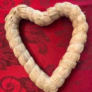 Heart Wreath-2 Styles-2 Colors 8&quot; Reddish Twig/Straw Wreath & Tan Raffia Heart-Philippine Crafted-Great for Doors-Walls-Wedding/Shower Decor
