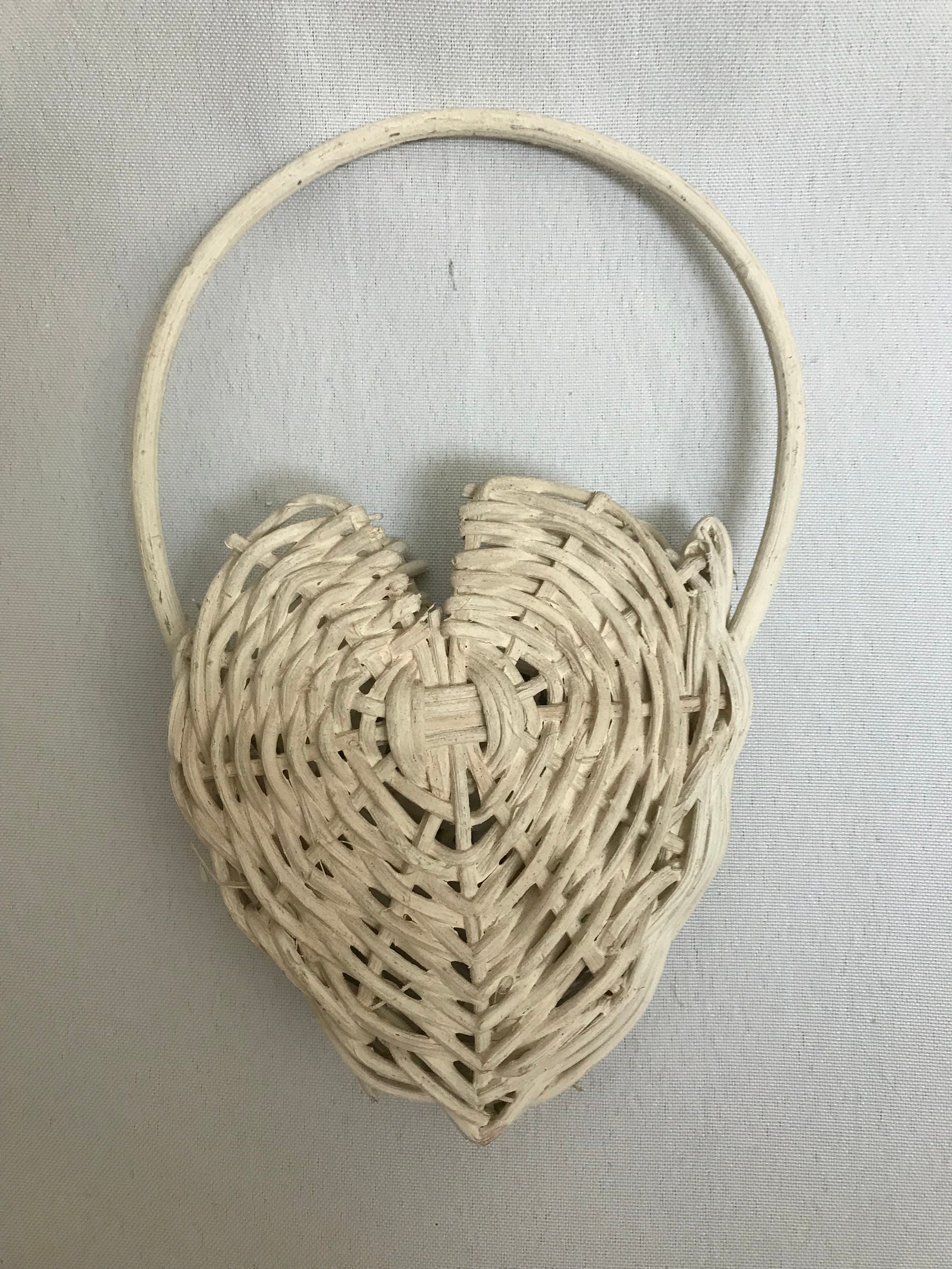 Heart Shaped Wicker Wall Baskets3 Colorsvintage Great Wall Etsy