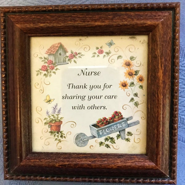 Nurse's Thank You  Plaque-Small Wood Framed Nurse -With Area to Personalize on Back-Great Gift for Graduating Nurse- Thanks for Special Care