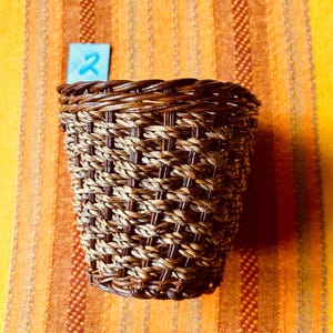 Bamboo Plant Pots-Beautifully Crafted Vintage Twisted Wicker Rope-Like Look Planter Cache Baskets-New England Pottery Basket-Great Condition