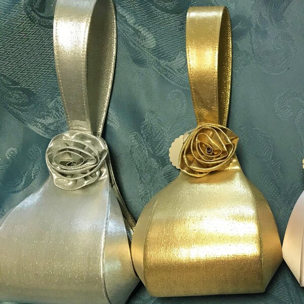 Perfect Prom/Event Purse-4 Colors-2 Styles-Satin Rose Evening Purse-New Vintage Purse Fits Over Arm, Frees up Your Hands to Carry a Bouquet