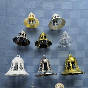 Bells-8 Styles-Recreate Vintage Cake Topper-2" and 3"-Create Your Own-Xmas Ornaments-Retro Favors-White-Ivory-Gold-Silver-Clear-Some Wilton