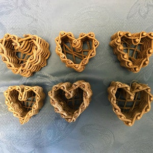 Mini Heart Shaped Grapevine Baskets w/ Lattice Back-1-3 to 6 Pcs Great Rustic & Country Party-Shower Favors, Kids Crafts, Ornaments, Dolls