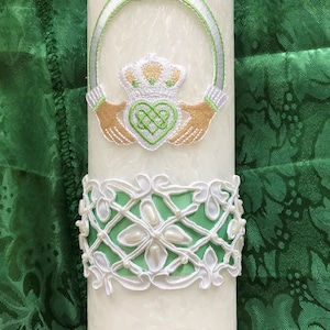 Irish Unity Candles for Irish Themed Wedding-Claddagh Designs-White-Or Memorial Candle-Beautiful Claddagh Keepsake For Your Home-Great Gifts