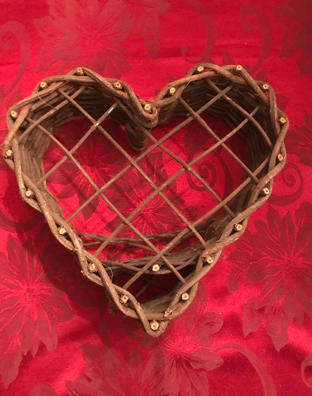 Grapevine Heart Wall Basket W Shelflarge Grapevine Walldoor Etsy