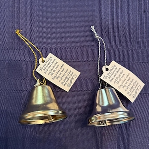 Wedding Bells-Mini Bridal Bells for your Reception-Gold & Silver w Tags-When a Bell Rings Bride and Groom Must Kiss-Also Great Crafting Bell