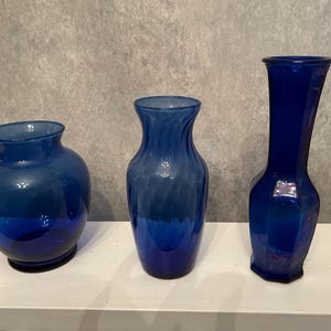 Blue Vases-5 Styles Beautifully Made-Gorgeous Blue Vases-Cobalt Blue Bud Vase-Swirl & Ginger Jar Vase-Floating Candle Vase-Short Tower Vase