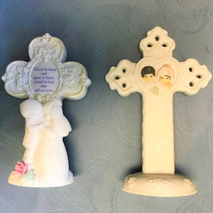 Precious Moments Braut & Bräutigam Caketop-2 Vintage Cross Styles-Enesco Hochzeit-Perfekte Verlobung-Dusche-Hochzeitsgeschenk-Sammlerstück-Asian Style