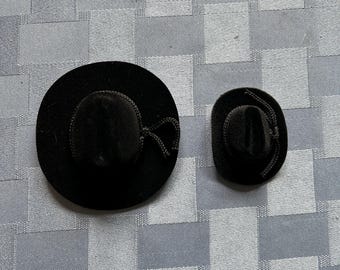 Cowboy Hats & Black Straw Hat-2" Felt Covered White-Black Cowboy Hats-Country Wedding/Event Decoration-Perfect for Dolls-Western Cake Top