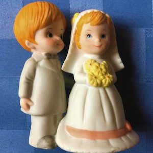 Bride and Groom Cake Toppers-2  Classic Styles-Vintage Lefton and Hortense B Hewitt-5&quot; & 3 1/2&quot;-Hand Painted Figures-New Vintage-Bridal Shop