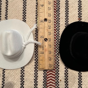 Cowboy Hats & Black Straw Hat-2-3&quot; Felt Covered White-Black Cowboy Hats-Country Wedding/Event Decoration-Perfect for Dolls-Western Cake Top