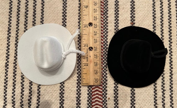 Cowboy Hats & Black Straw Hat-2"-3" Felt Covered White-Black Cowboy Hats-Country Wedding/Event Decoration-Perfect for Dolls-Western Cake Top