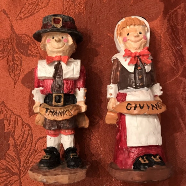 Thanksgiving Decor-Pilgrim/Turkey Decorations-Pilgrim Candleholders-Turkey Thanksgiving Trivet/Wall Hanging-Russ Berrie-Turkey Salt & Pepper