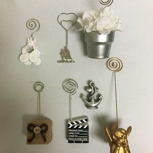 Porta-cartões/fotos - 6 estilos exclusivos - Carruagem da Cinderela - Meus 15 anos Cinderela - Vaso de flores - Caixa de estopa - Âncora náutica - Suporte para números de mesa